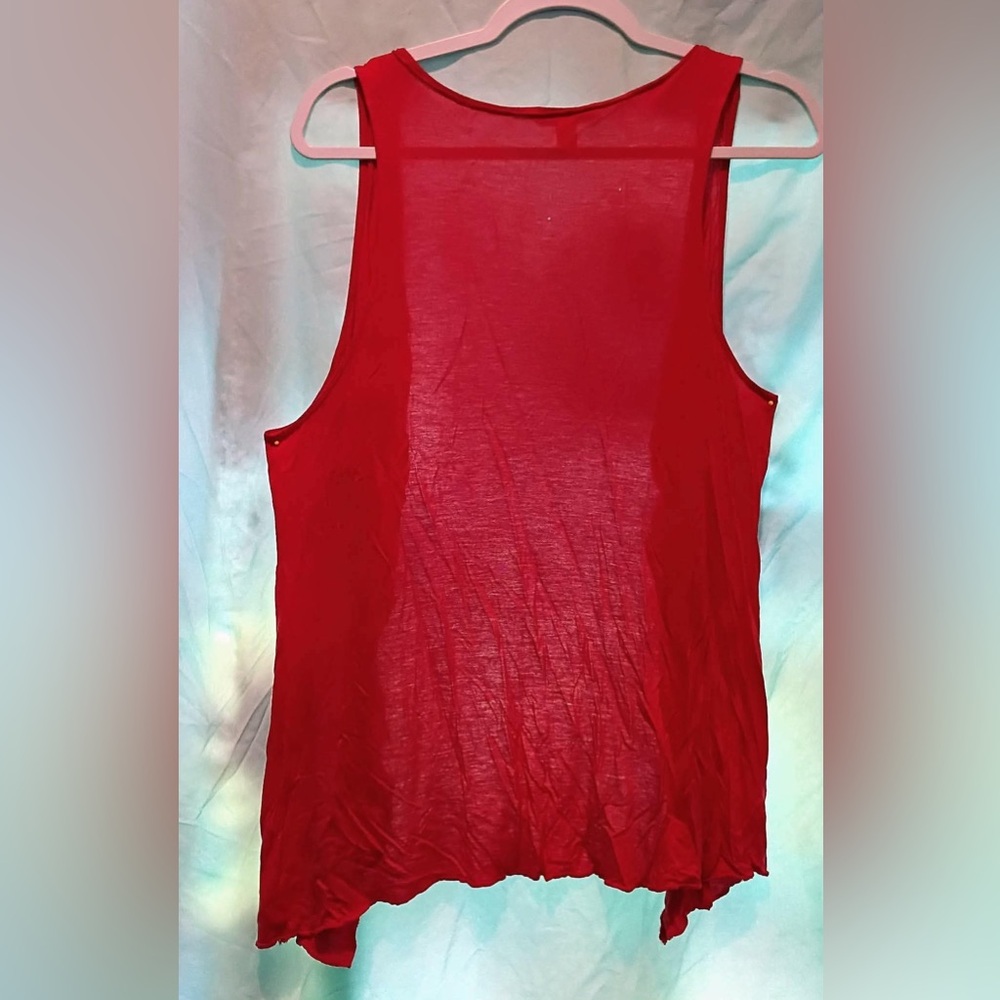 Banana Republic Red Ruffle-Trim Sleeveless Cardigan - Picture 2 of 4